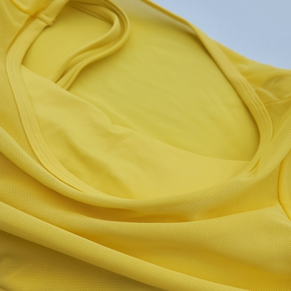 Pedigree Double Layered Mesh Crop Tee with Sports Bra Liner | Yellow - Picture 7 of 10